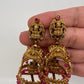 Matte Goddess Lakshmi Jhumka Earrings - Red