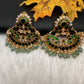 Green Jadau Kundan Pearls Chandballi Earrings