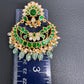 Green Jadau Kundan Pearls Chandballi Earrings