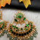 Green Jadau Kundan Pearls Chandballi Earrings