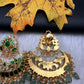Green Jadau Kundan Pearls Chandballi Earrings