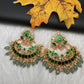 Green Jadau Kundan Pearls Chandballi Earrings