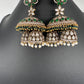 CZ Kundan Triple Jhumkas - Green