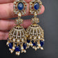 AD Color Stone Victorian Jhumkas - Blue