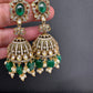 AD Color Stone Victorian Jhumkas - Green