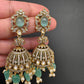 AD Color Stone Victorian Jhumkas - MintGreen