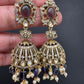 AD Color Stone Victorian Jhumkas - Purple