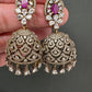 AD Color Stone Victorian Jhumkas - Green