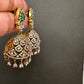 AD Color Stone Victorian Jhumkas - Green