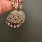 AD Color Stone Victorian Jhumkas - Red