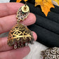 AD Color Stone Victorian Jhumkas - Red