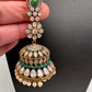 AD Color Stone Victorian Long Jhumkas - Green