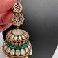 AD Color Stone Victorian Long Jhumkas - Green