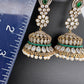 AD Color Stone Victorian Long Jhumkas - Green