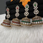 AD Color Stone Victorian Long Jhumkas - Green