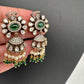 Moissanite Color Stone Victorian Jhumkas - Green