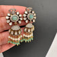 Moissanite Color Stone Victorian Jhumkas - MintGreen