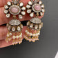 Moissanite Color Stone Victorian Jhumkas - Pink