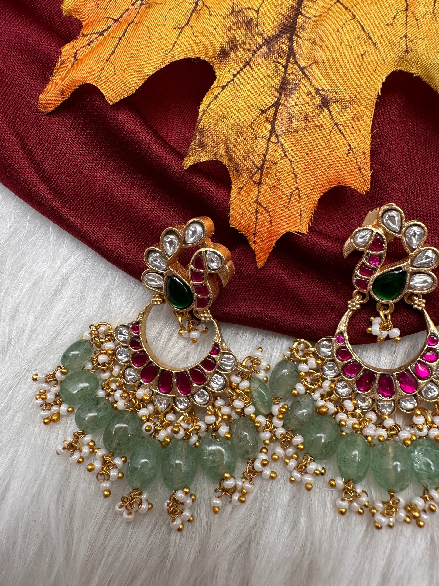Peacock Jadau Kundan Earrings