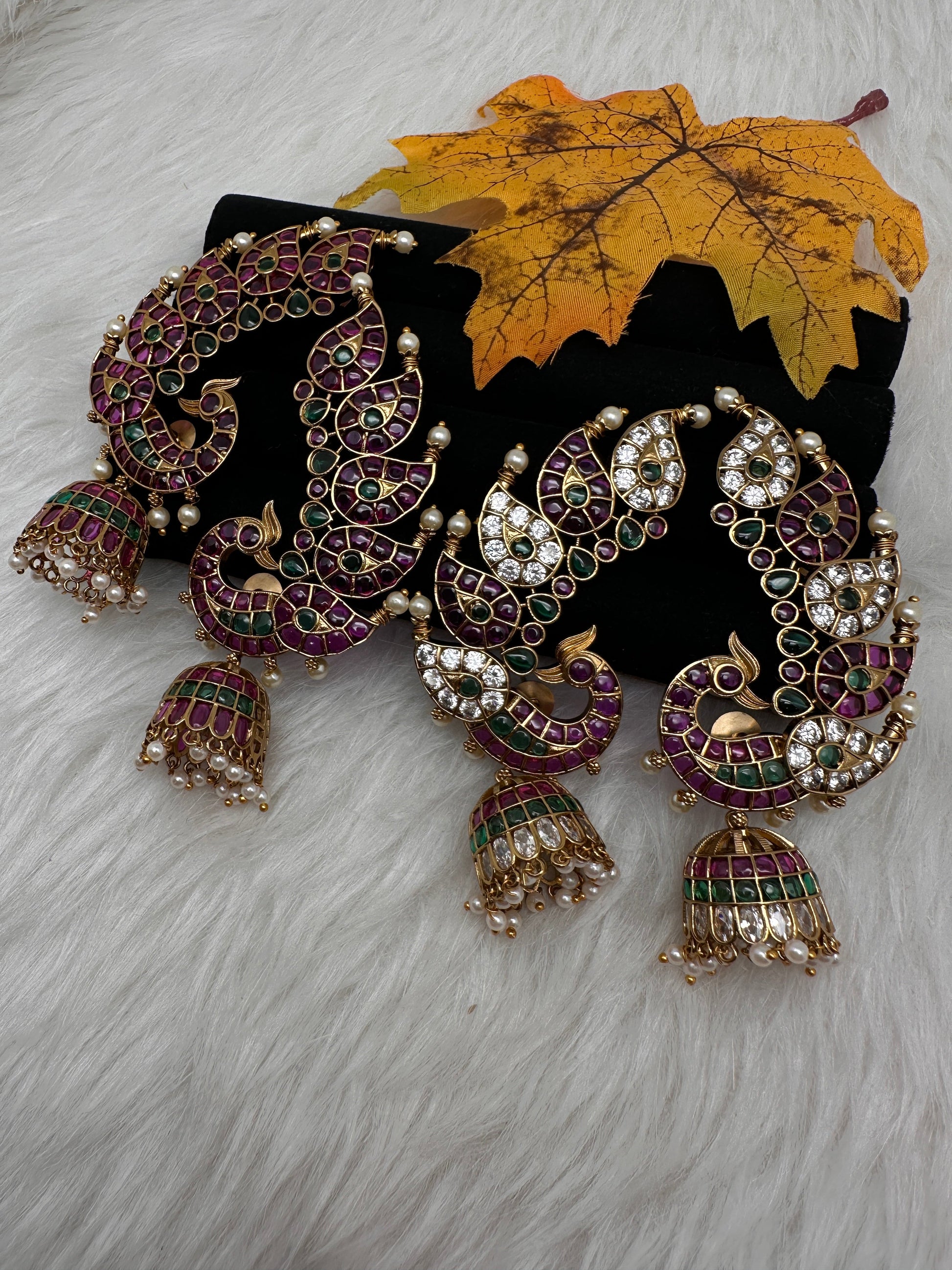 Matte CZ Jhumka Ear Cuffs - Clear