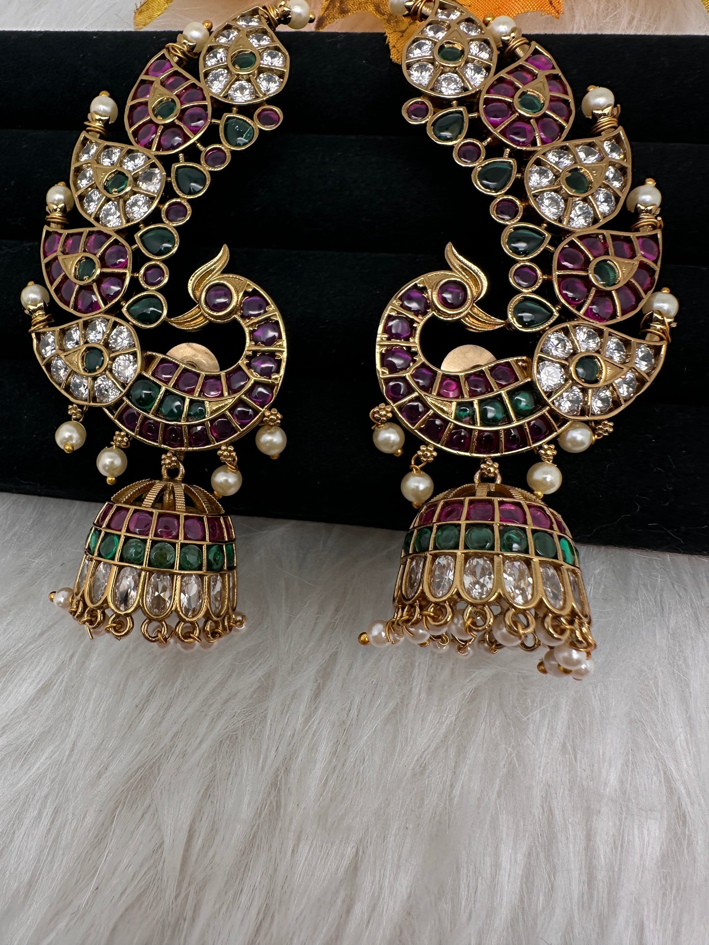 Matte CZ Jhumka Ear Cuffs - Clear