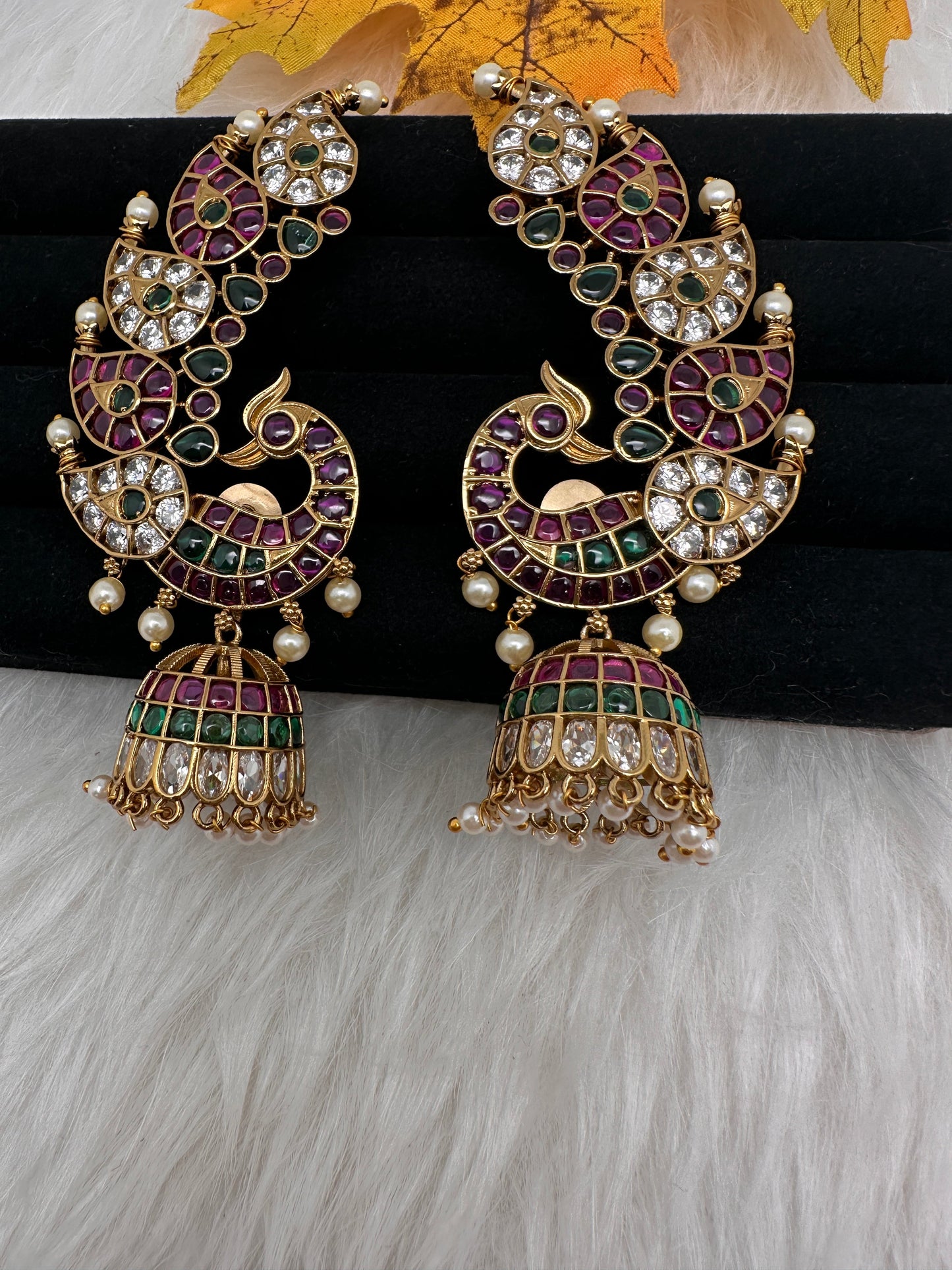Matte CZ Jhumka Ear Cuffs - Clear