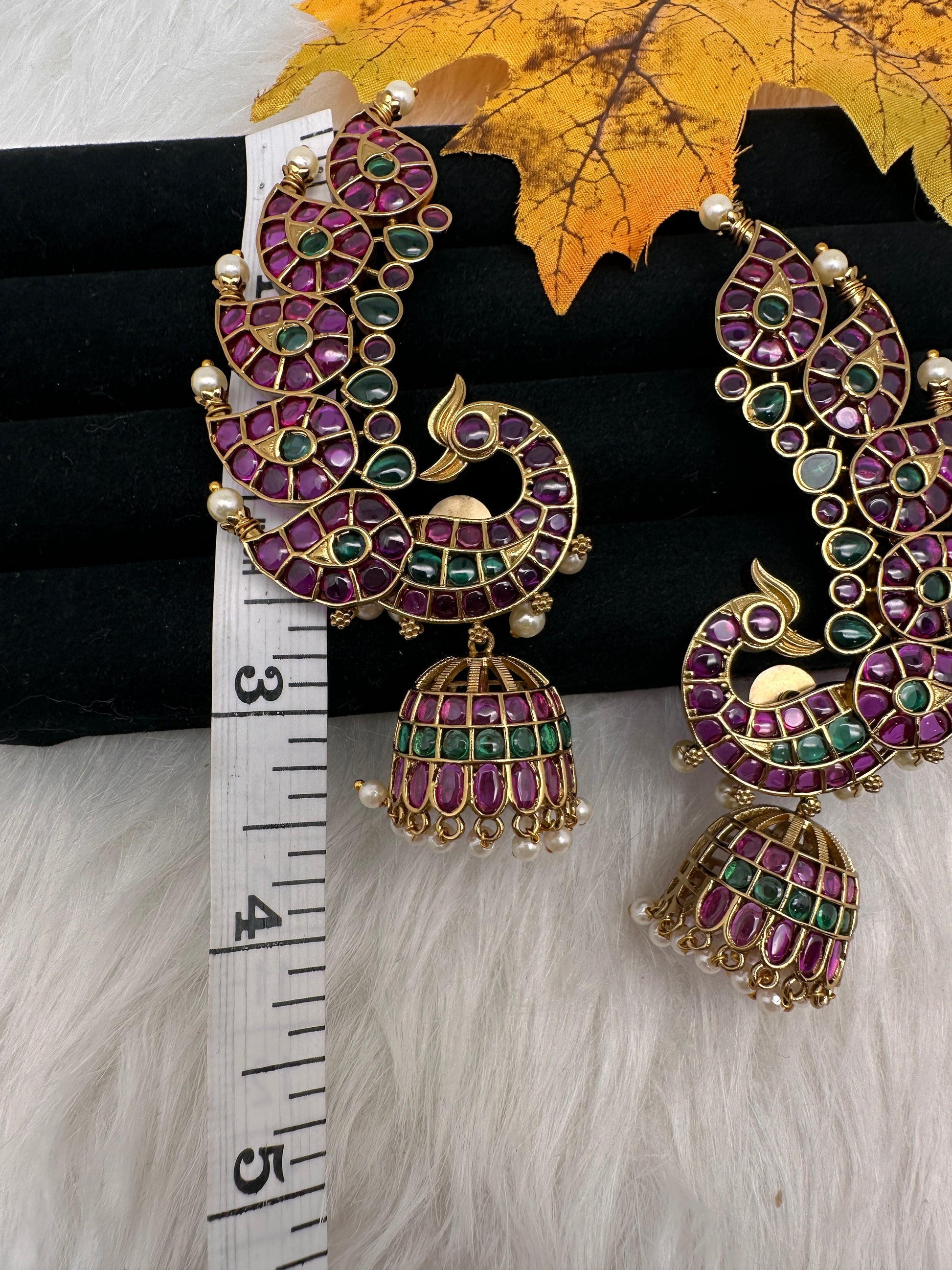 Matte CZ Jhumka Ear Cuffs - Pink