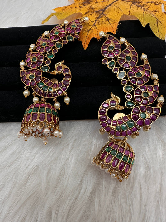 Matte CZ Jhumka Ear Cuffs - Pink