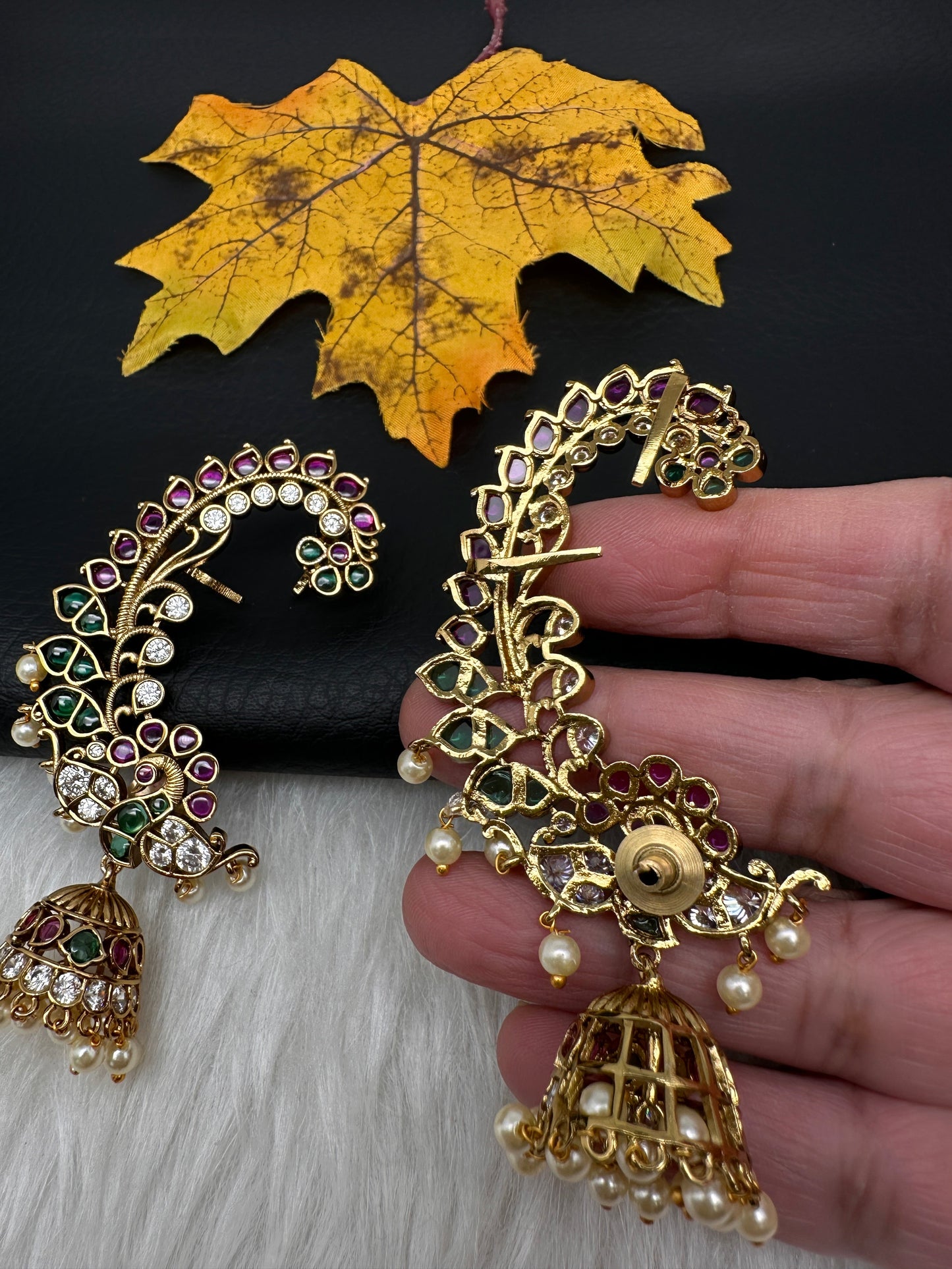 Matte CZ Jhumka Ear Cuffs