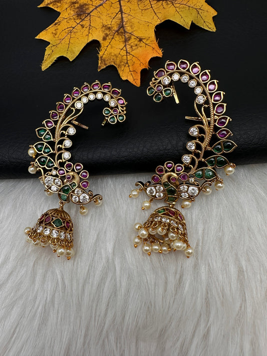 Matte CZ Jhumka Ear Cuffs