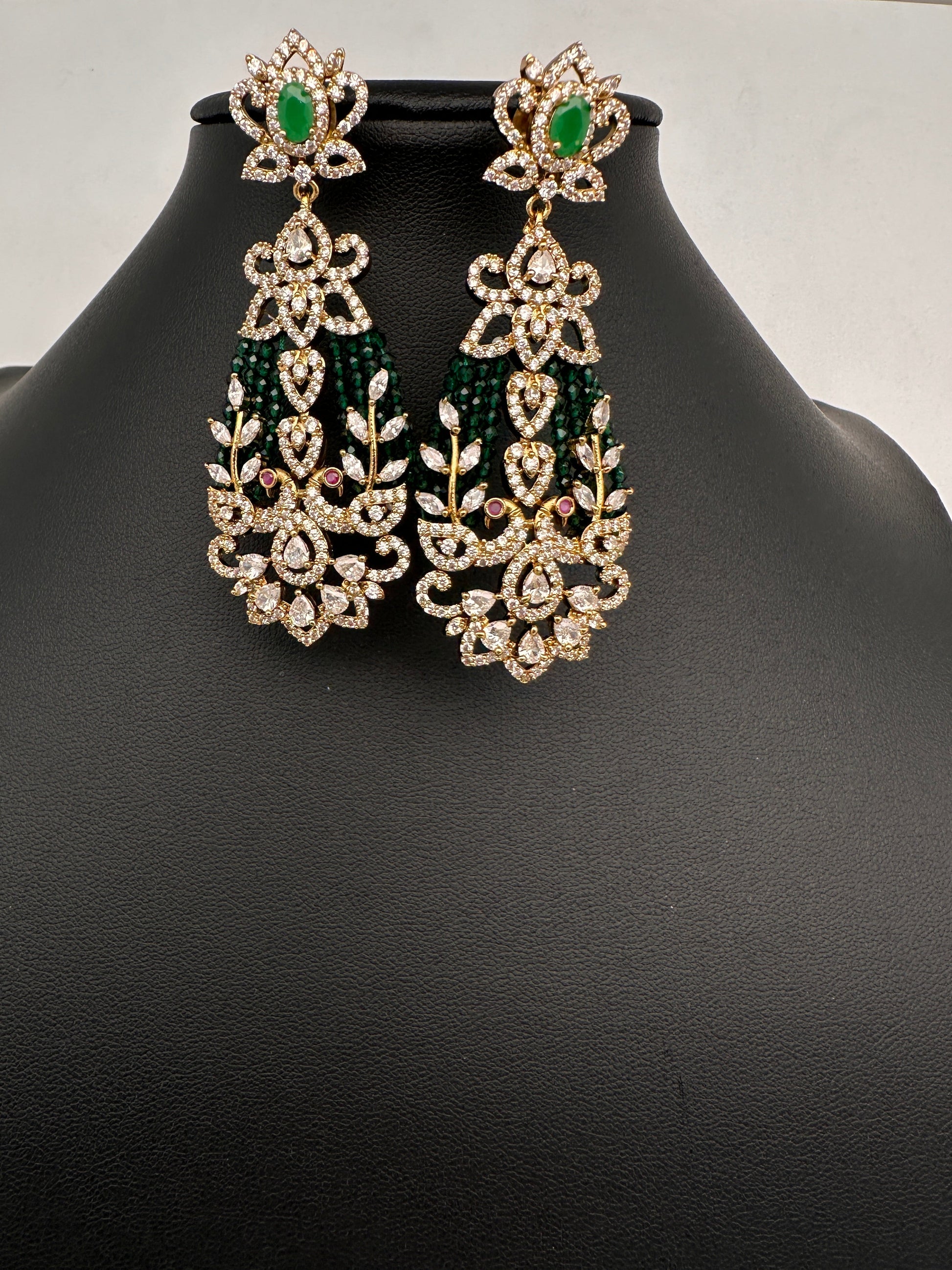 AD Beads Stone Victorian Earrings - Green