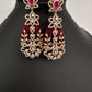 AD Beads Stone Victorian Earrings - Red