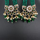 Beads Pearls Victorian Long Earrings - Green