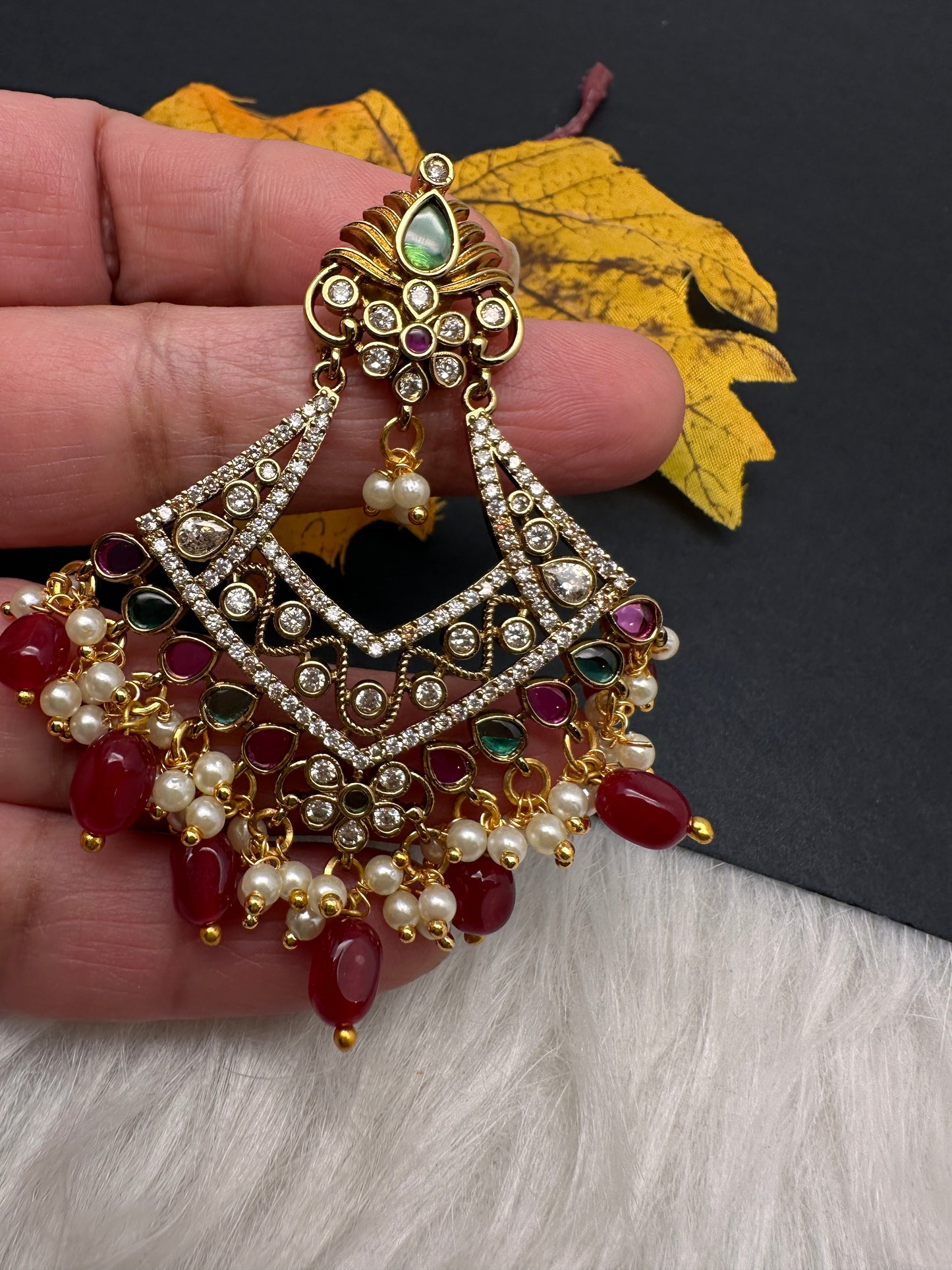 Matte Multi Stone Chandballi Earrings