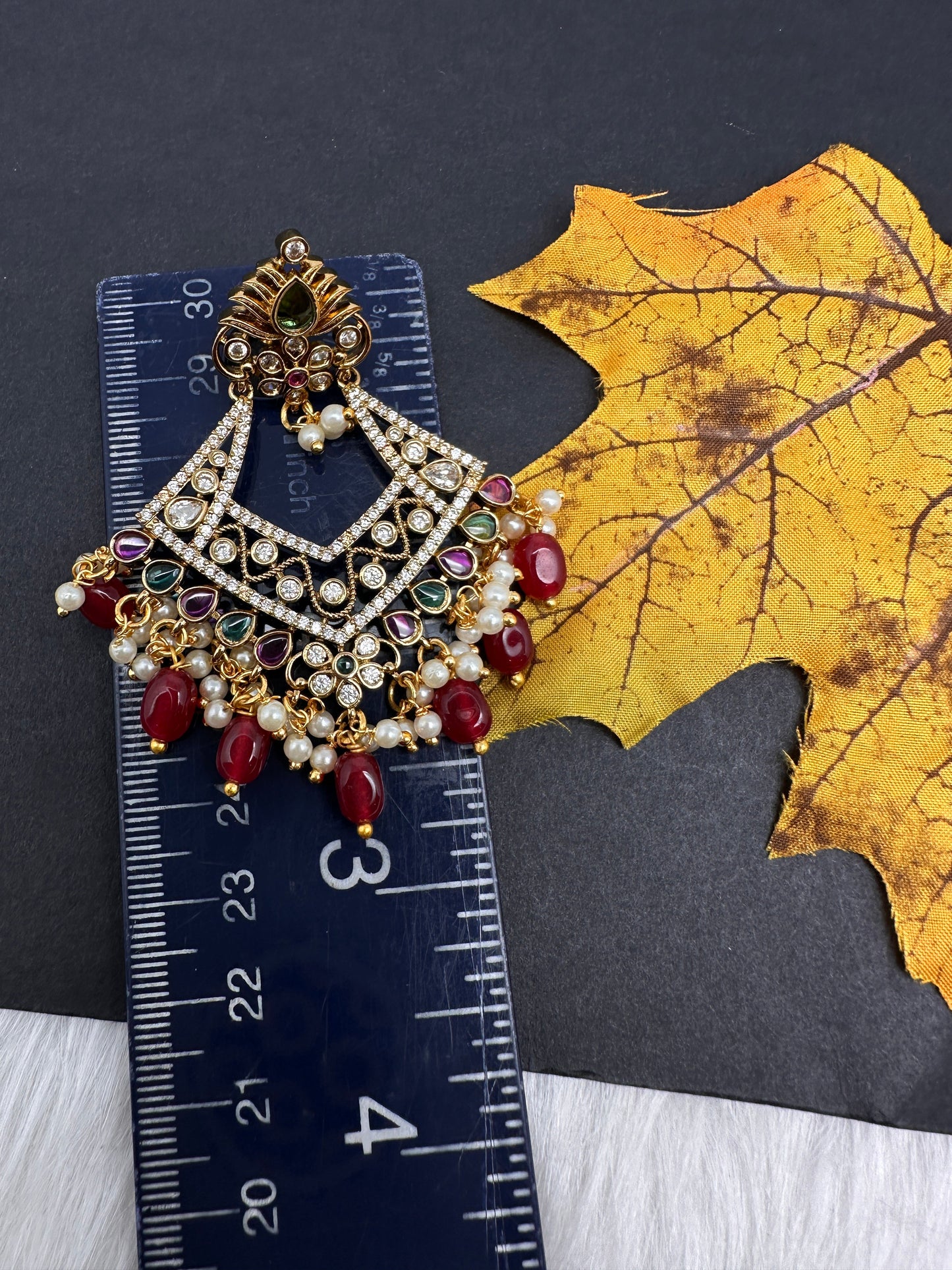 Matte Multi Stone Chandballi Earrings