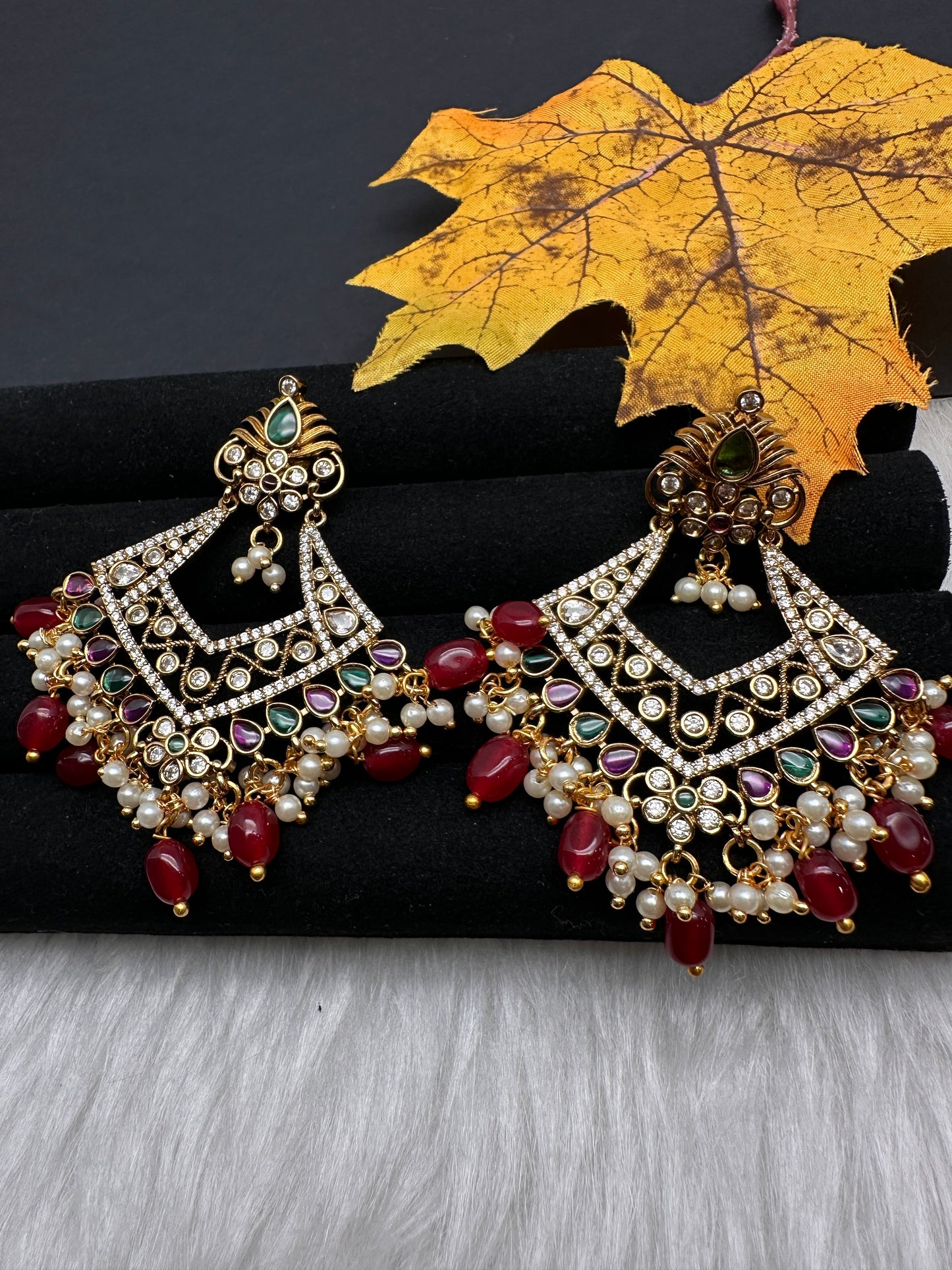 Matte Multi Stone Chandballi Earrings