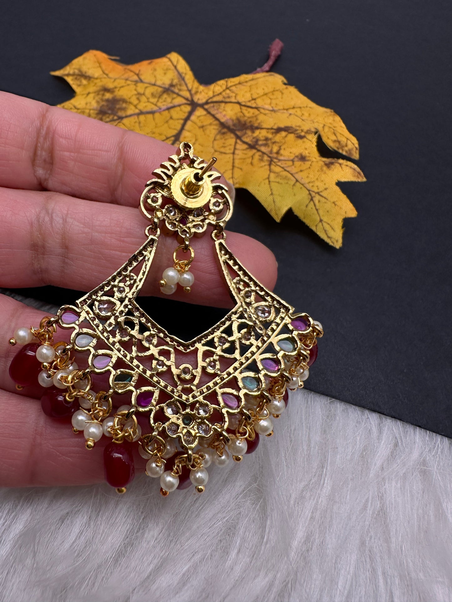 Matte Multi Stone Chandballi Earrings