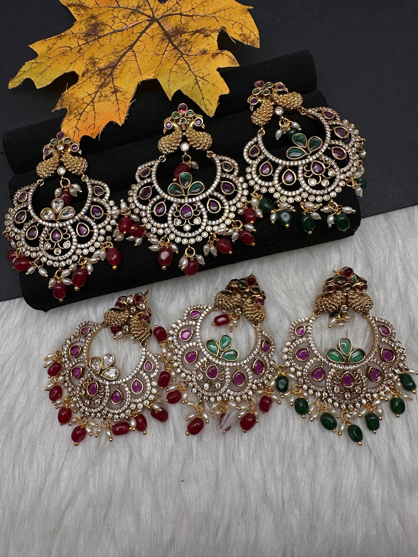 Kemp peacock Matte Chandbali Earrings - Multi