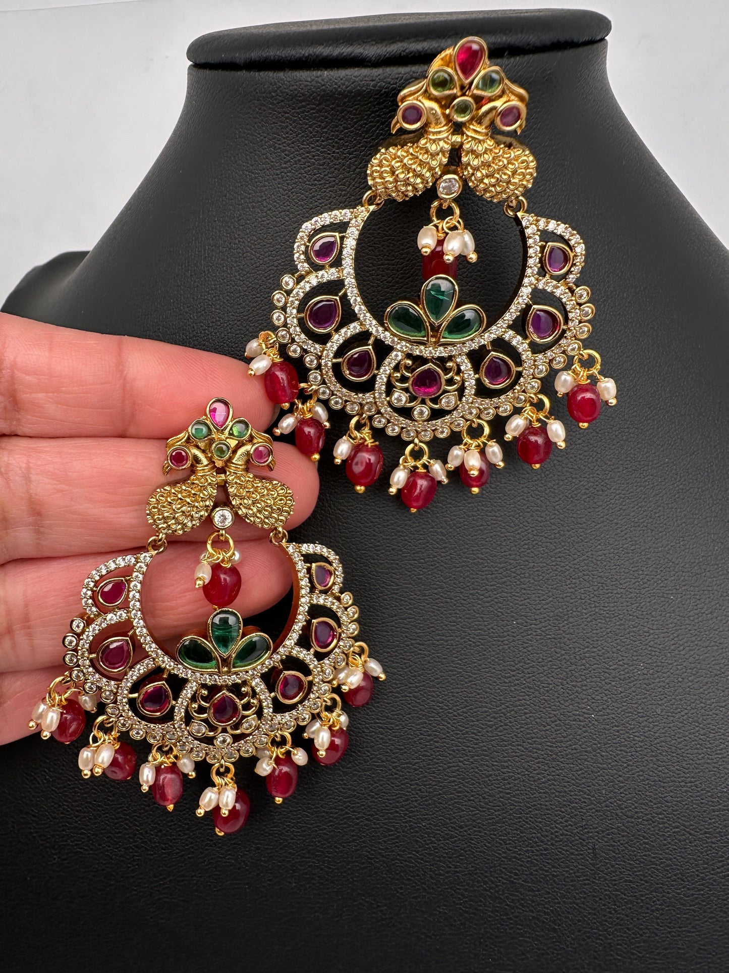 Kemp peacock Matte Chandbali Earrings - Multi