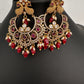 Kemp peacock Matte Chandbali Earrings - Red