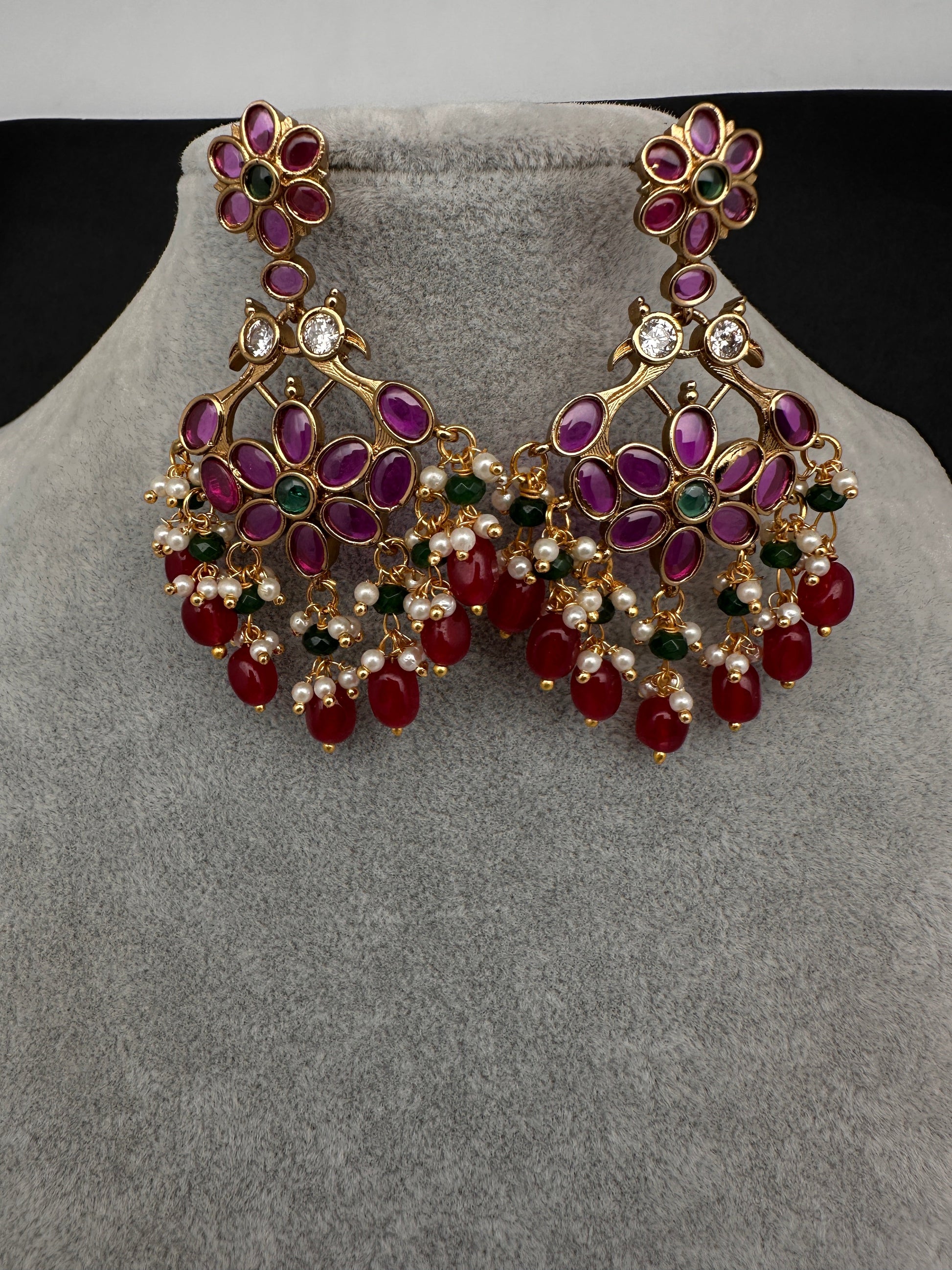 Kemp Matte Beads Earrings - Red