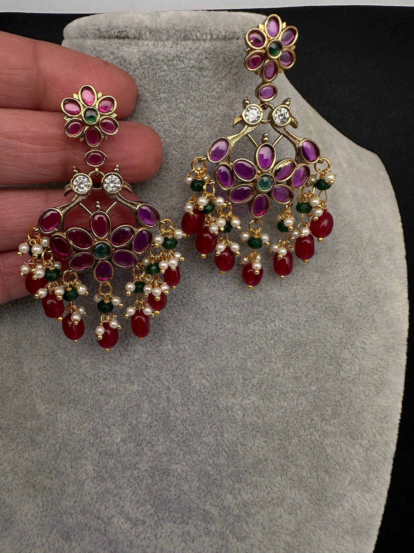 Kemp Matte Beads Earrings - Red