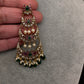 Matte Green Beads Chandballi Earrings