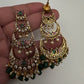 Matte Green Beads Chandballi Earrings
