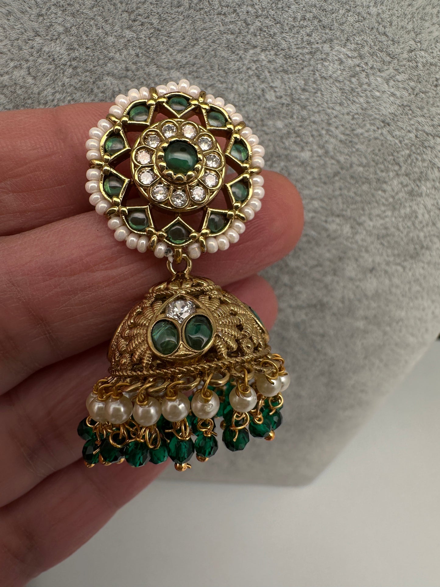Kemp Jhumka Earrings - Green