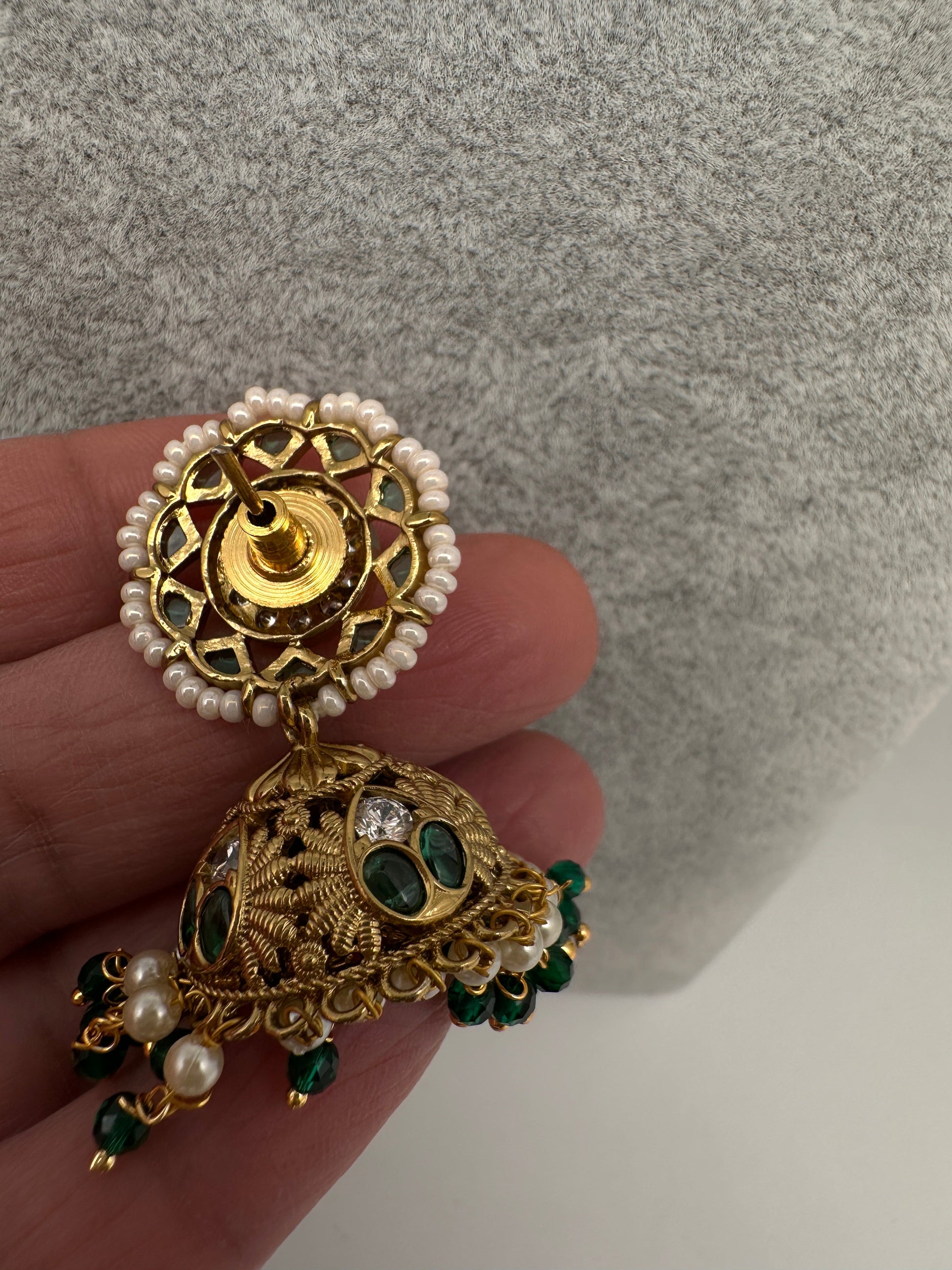 Kemp Jhumka Earrings - Green