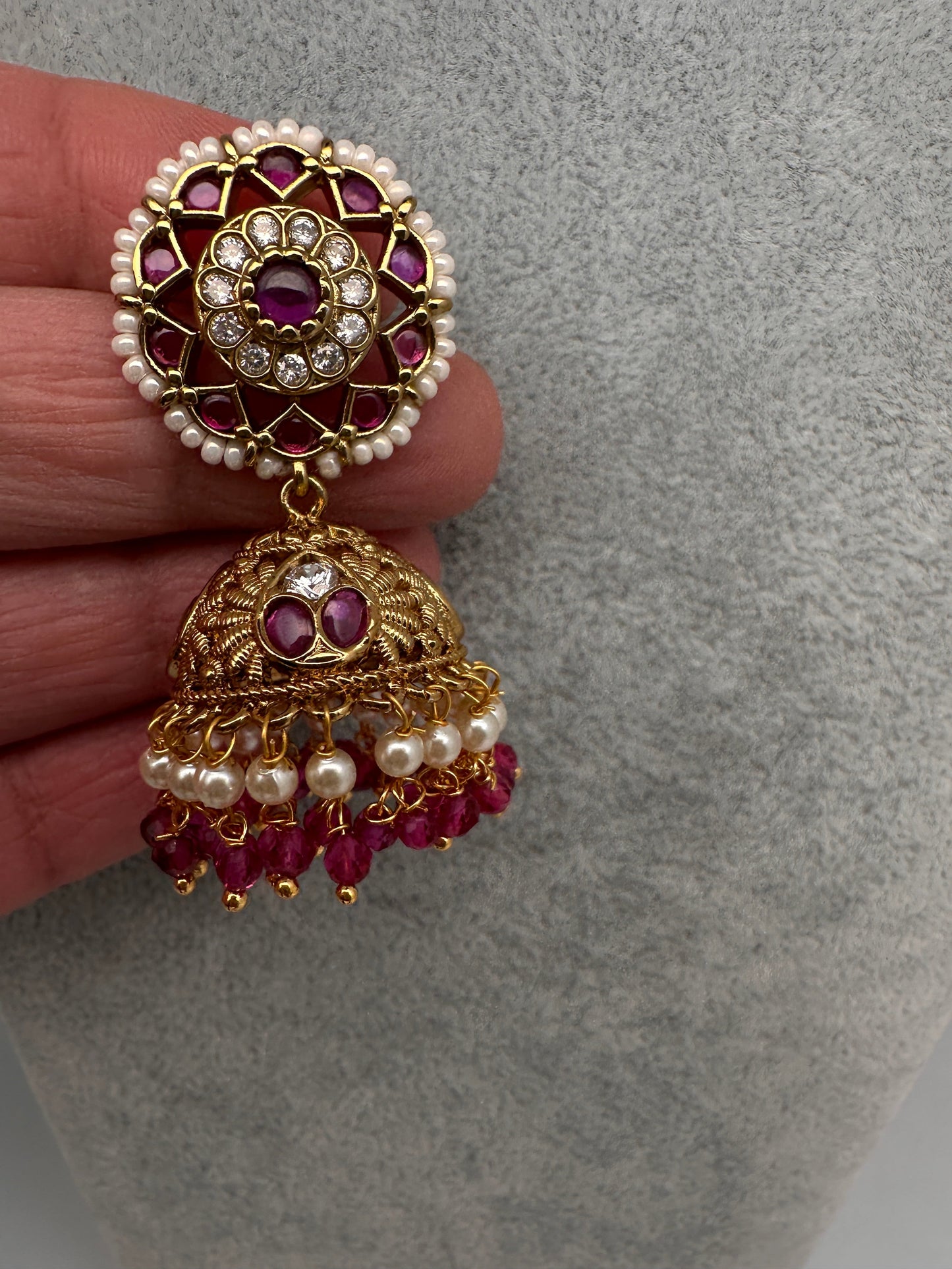 Kemp Jhumka Earrings - Red
