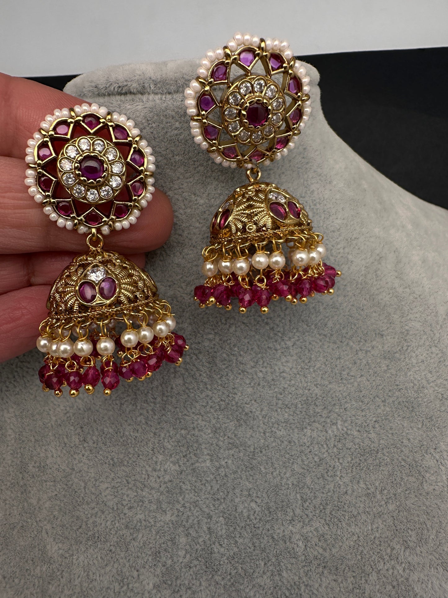 Kemp Jhumka Earrings - Red