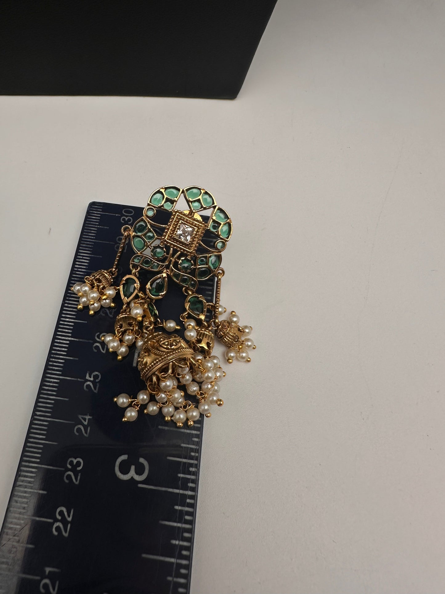 Matte Green Kempu Jhumka Earrings