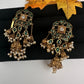 Matte Green Kempu Jhumka Earrings